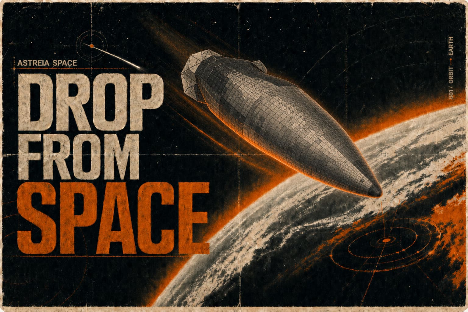 Drop From Space poster: a reentry vehicle descending over Earth