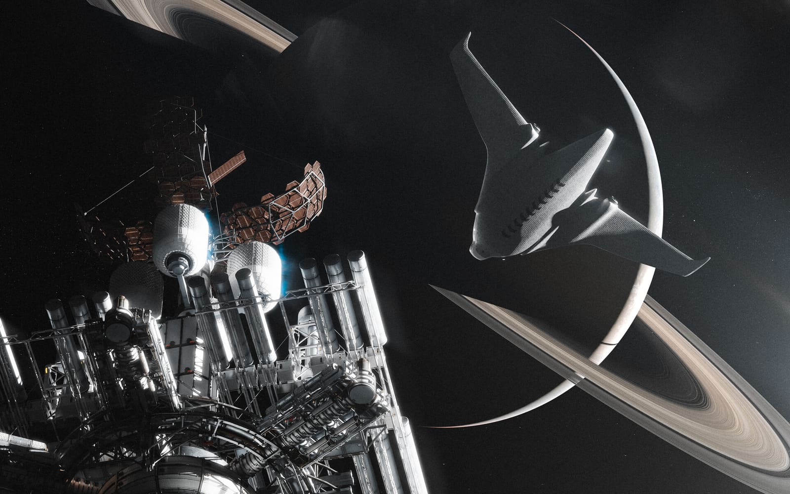 Spacecraft in orbit above Earth